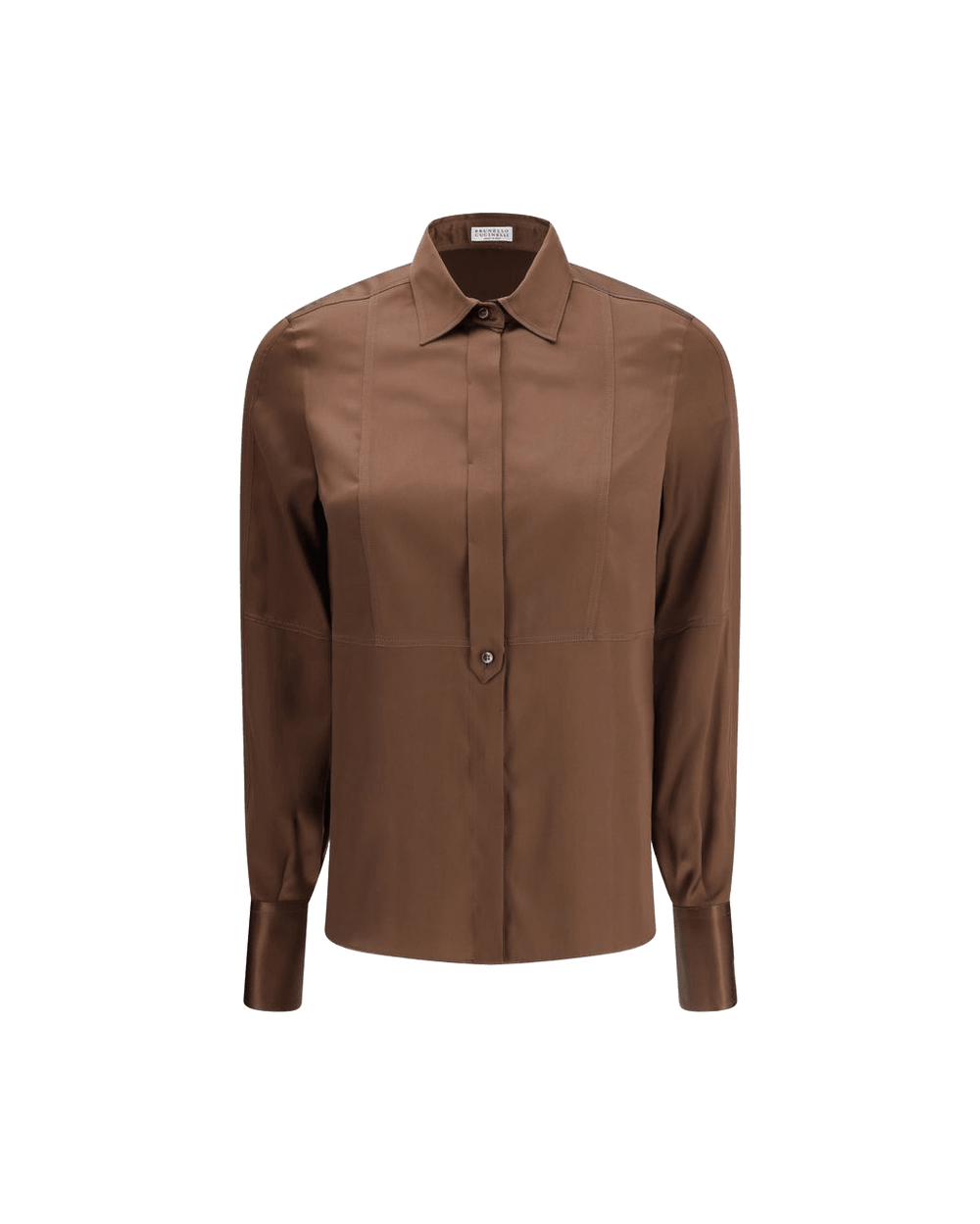 Brunello Cucinelli Brown Silk Dress Shirt