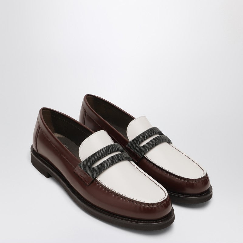 Brunello Cucinelli Brown/white Loafers with Precious Clamp Glam Steals