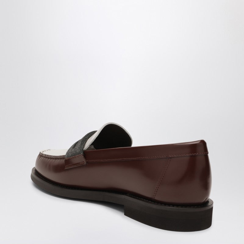 Brunello Cucinelli Brown/white Loafers with Precious Clamp Glam Steals