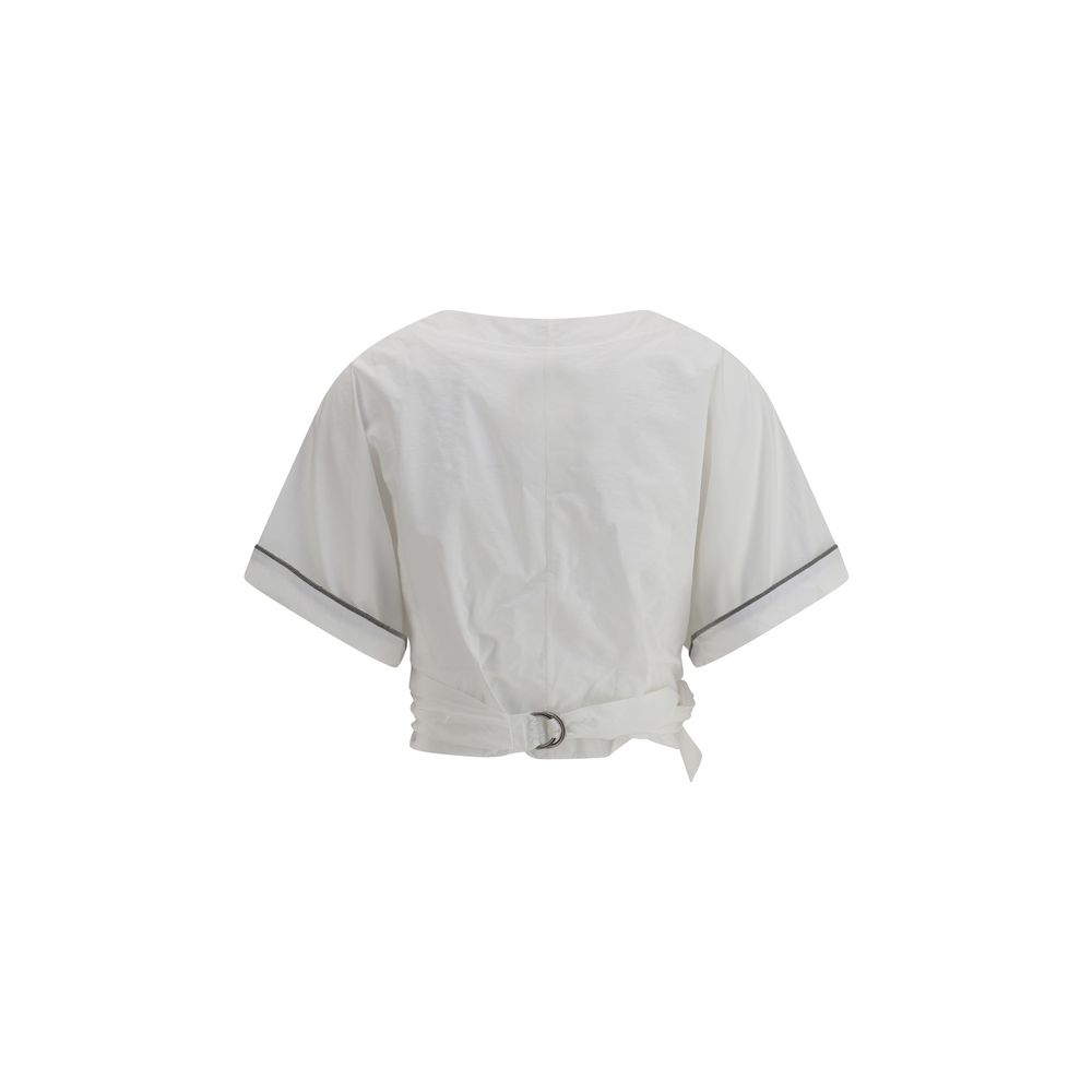 Brunello Cucinelli Buckle-Knotted Waist Blouse Glam Steals
