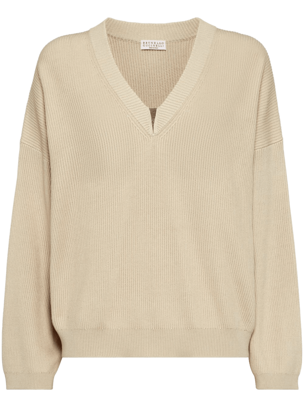 Brunello Cucinelli Cotton English Rib Sweater with Shiny Detail Glam Steals