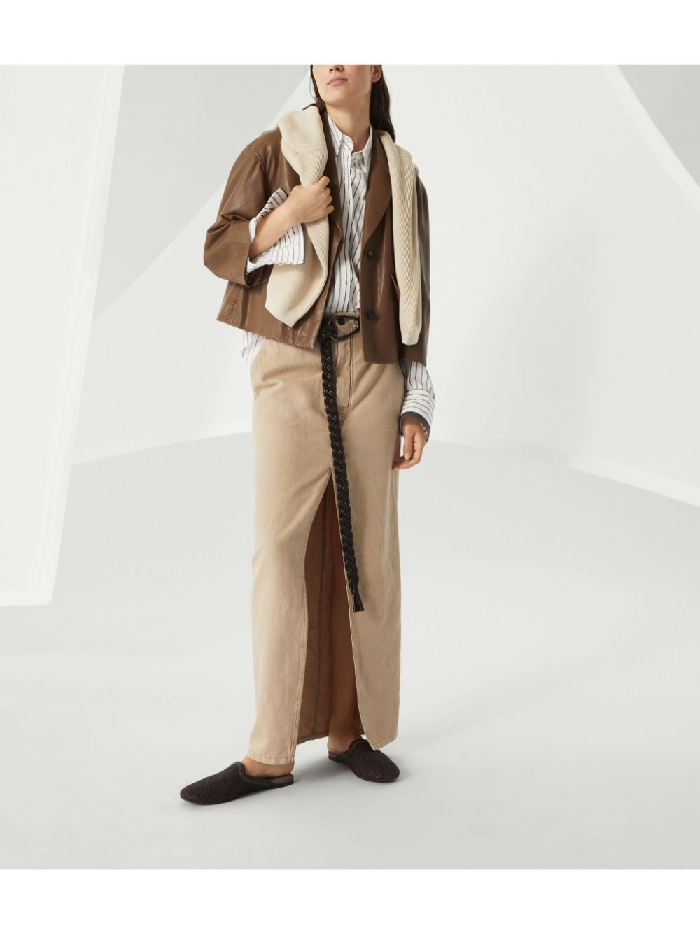 Brunello Cucinelli Cotton English Rib Sweater with Shiny Detail Glam Steals