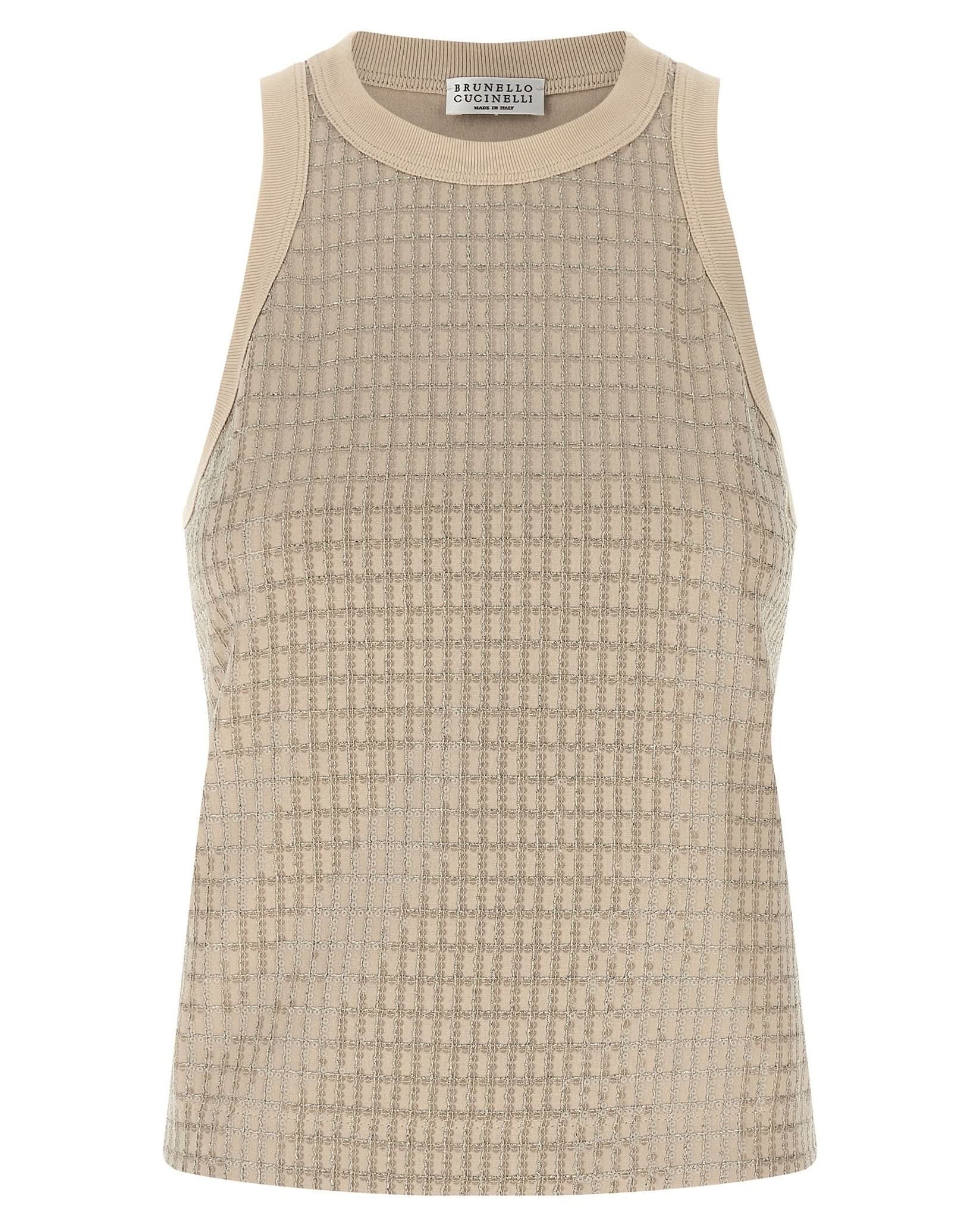 Brunello Cucinelli Dazzling Check Embroidery Top Glam Steals