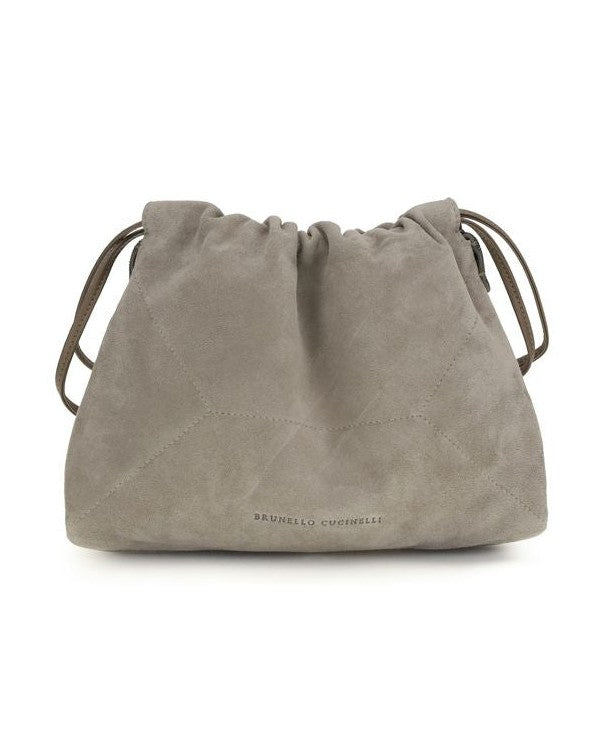 Brunello Cucinelli Gray Calf Leather Bos Taurus Shoulder Bag Glam Steals