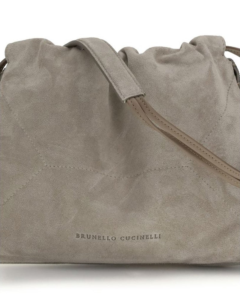 Brunello Cucinelli Gray Calf Leather Bos Taurus Shoulder Bag Glam Steals
