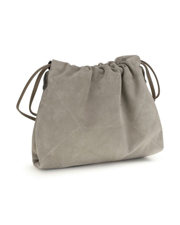 Brunello Cucinelli Gray Calf Leather Bos Taurus Shoulder Bag Glam Steals