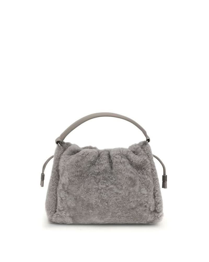 Brunello Cucinelli Gray Fur Shoulder Bag 