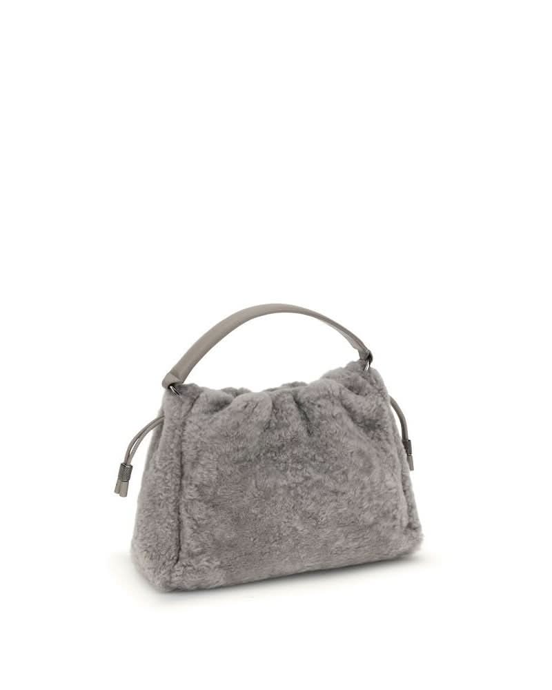 Brunello Cucinelli Gray Fur Shoulder Bag 