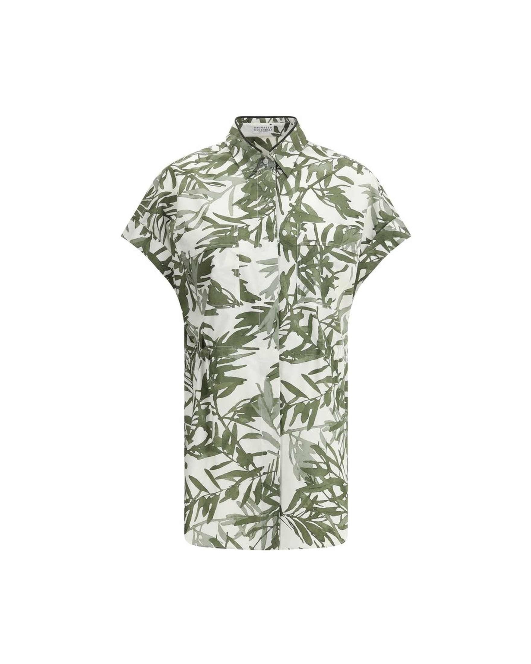 Brunello Cucinelli Leaf Print Long Shirt Glam Steals