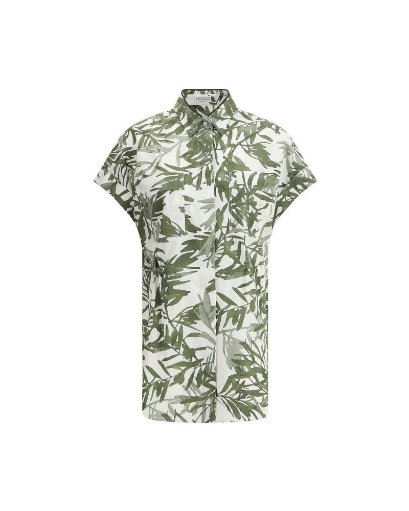 Brunello Cucinelli Leaf Print Long Shirt Glam Steals