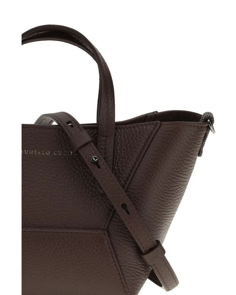 Brunello Cucinelli Leather Bordeaux Calf Bos Taurus Shoulder Bag 