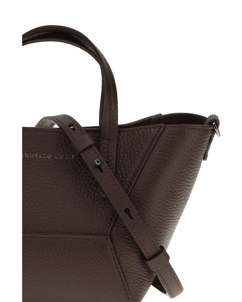 Brunello Cucinelli Leather Bordeaux Calf Bos Taurus Shoulder Bag 