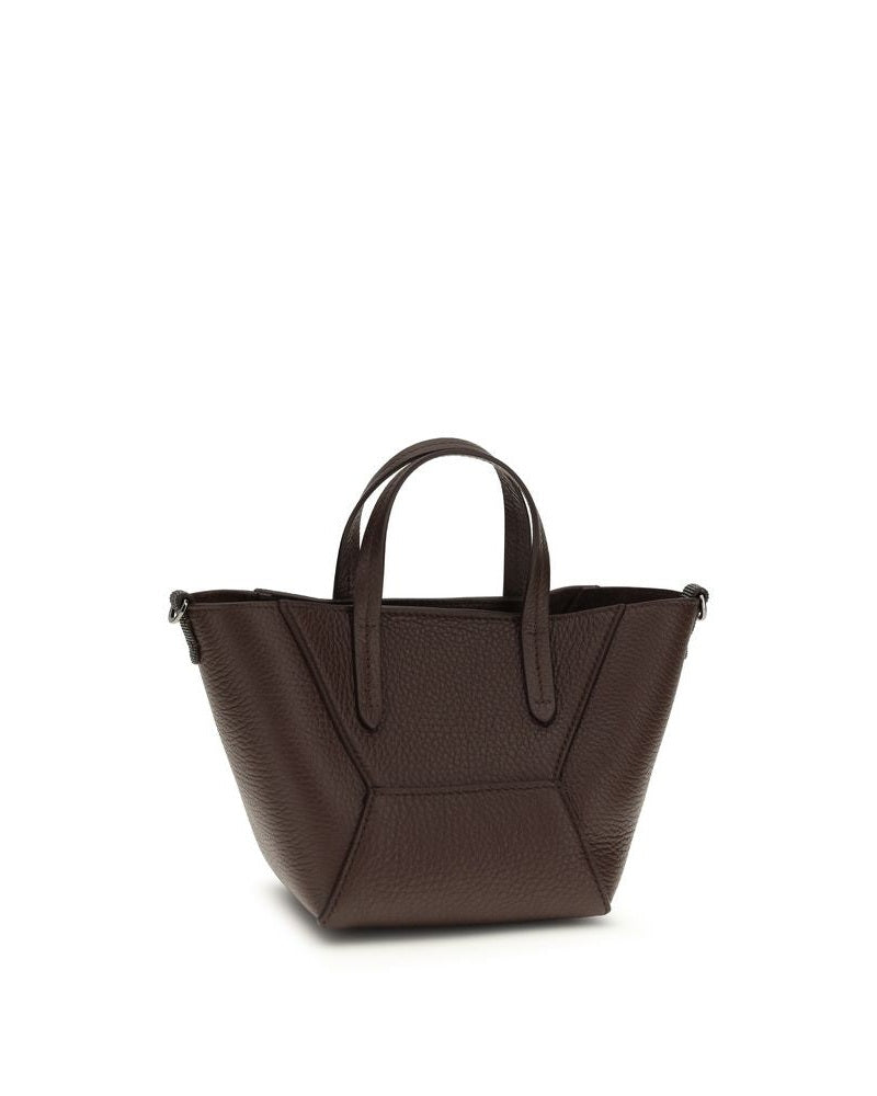 Brunello Cucinelli Leather Bordeaux Calf Bos Taurus Shoulder Bag 