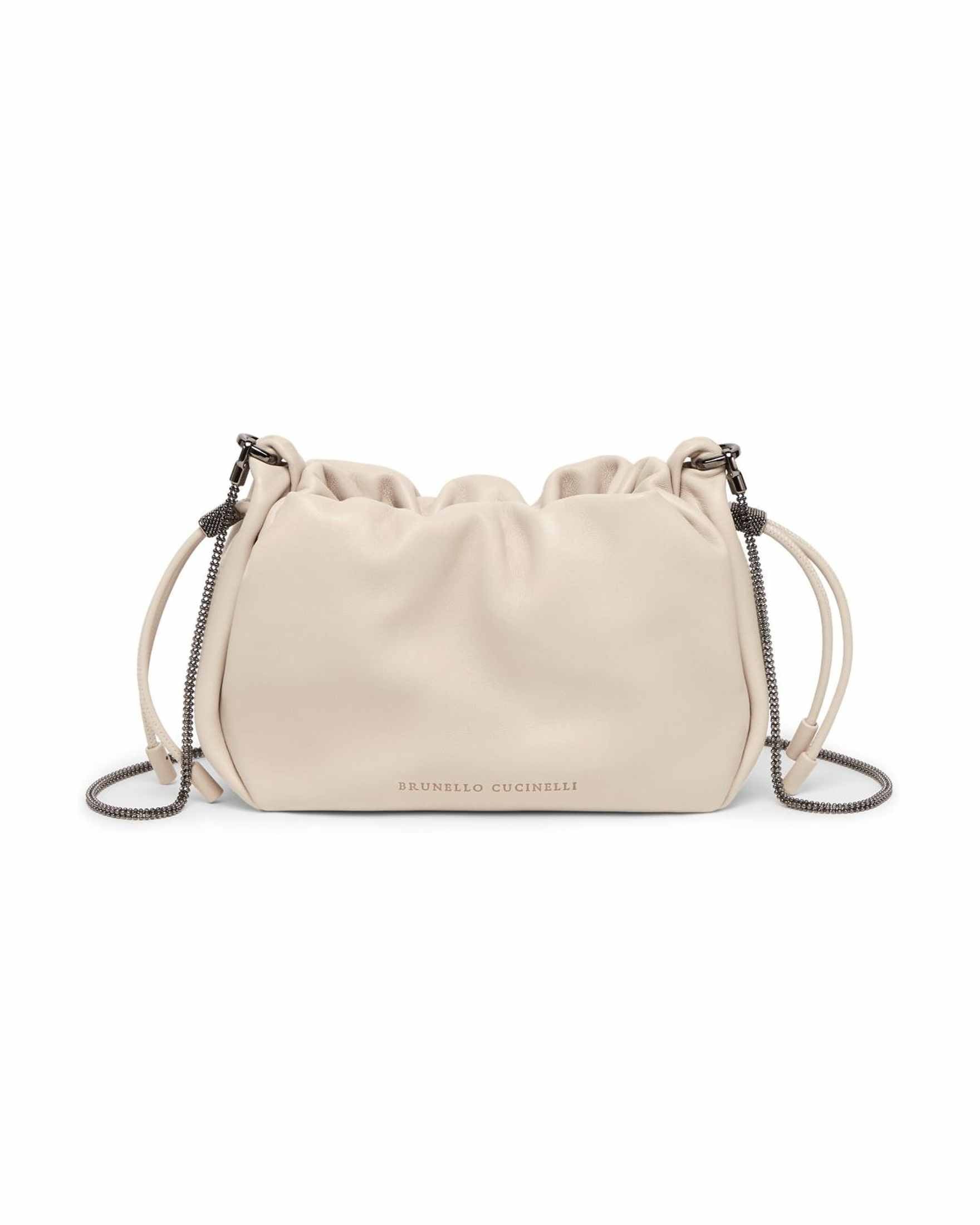 Brunello Cucinelli Leather Bucket Mellow Mini Bag in Soft with Precious Chain Glam Steals