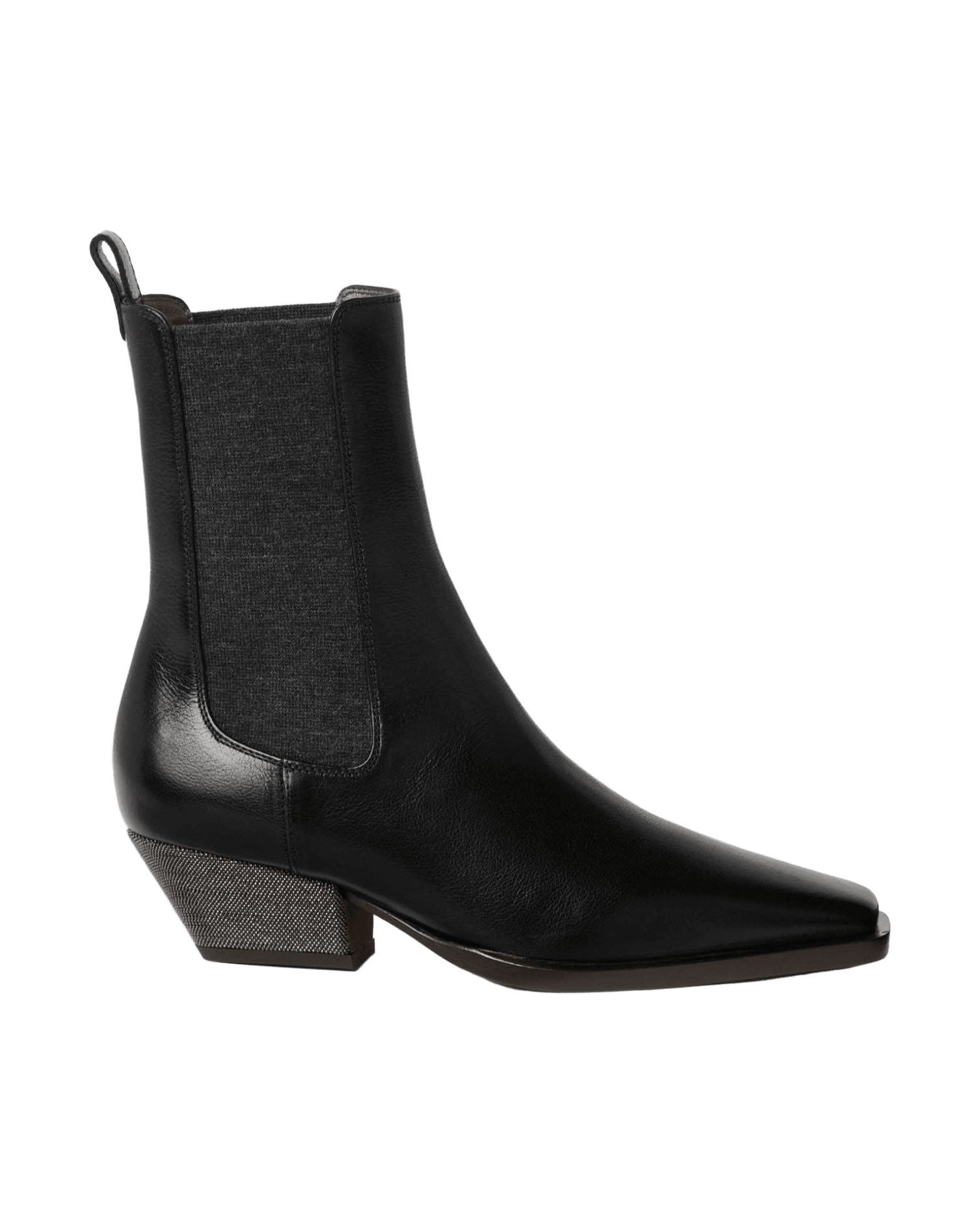 Brunello Cucinelli Leather Classic Chelsea Boot with Precious Block Heels Glam Steals