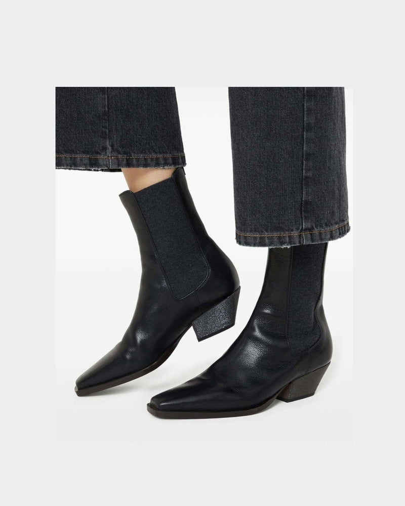 Brunello Cucinelli Leather Classic Chelsea Boot with Precious Block Heels Glam Steals