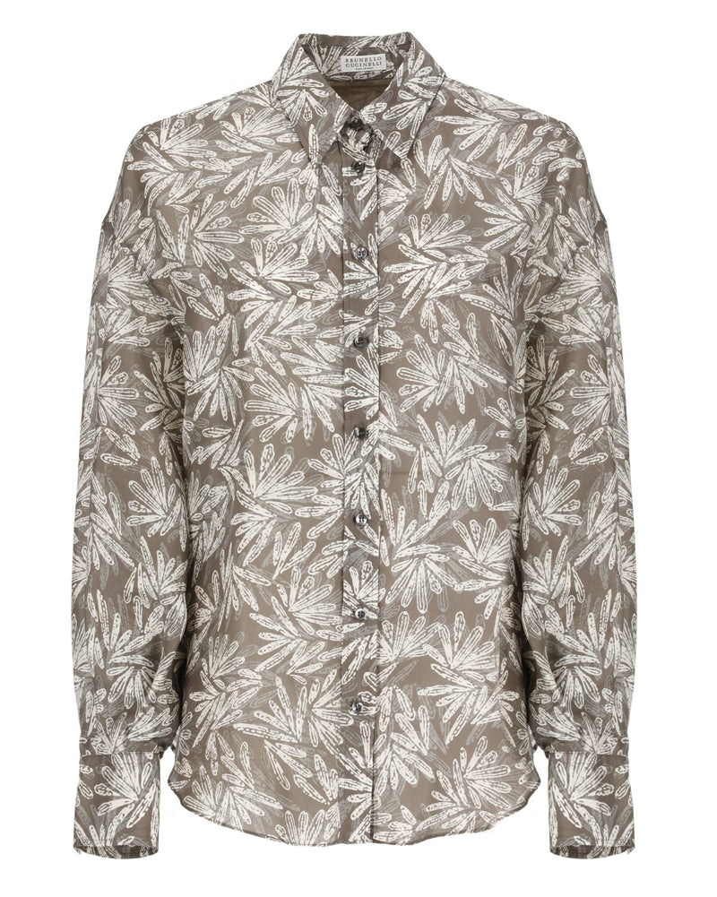 Brunello Cucinelli Multicolor Silk Pattern Shirt 