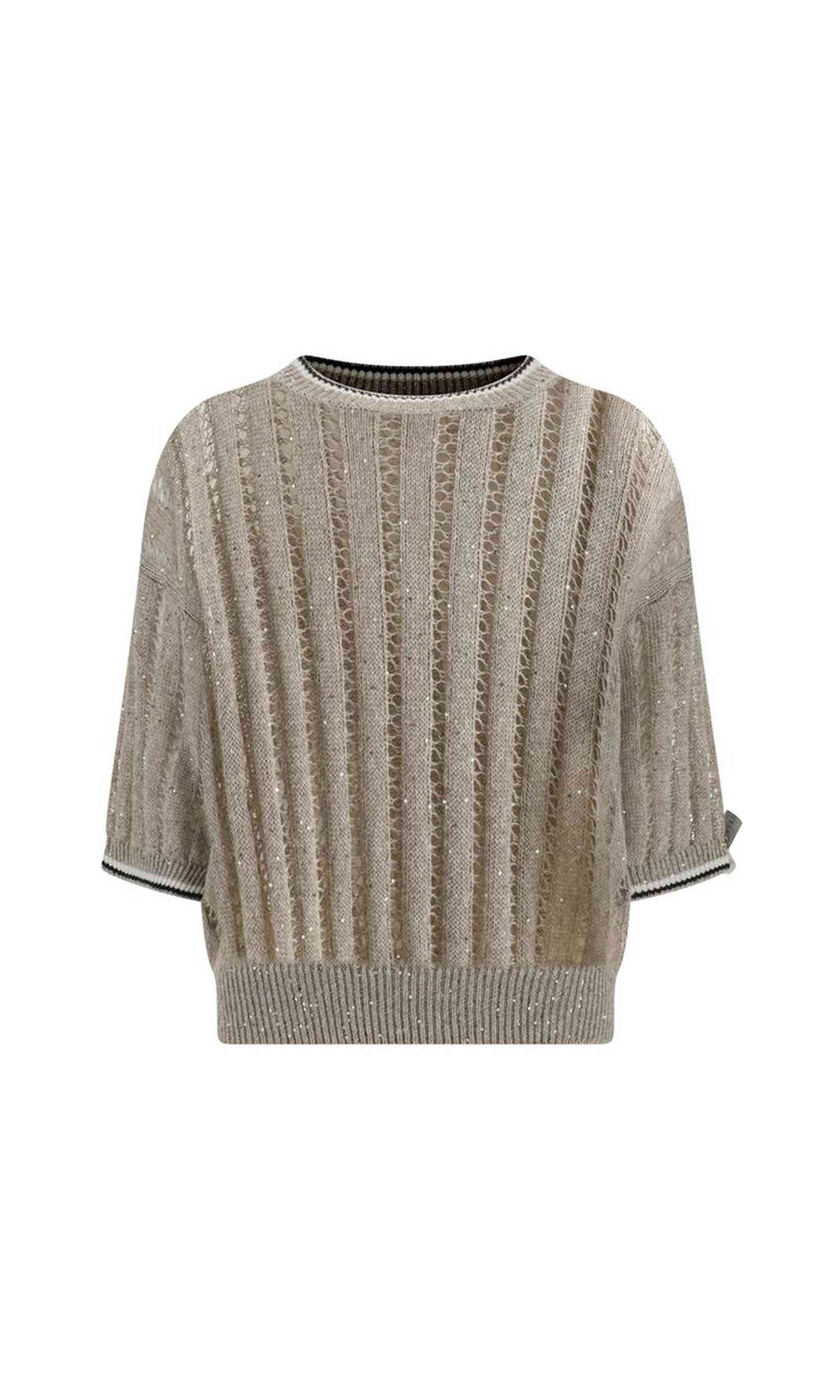 Brunello Cucinelli Openwork Knit Pattern Sweater With Sequins Glam Steals