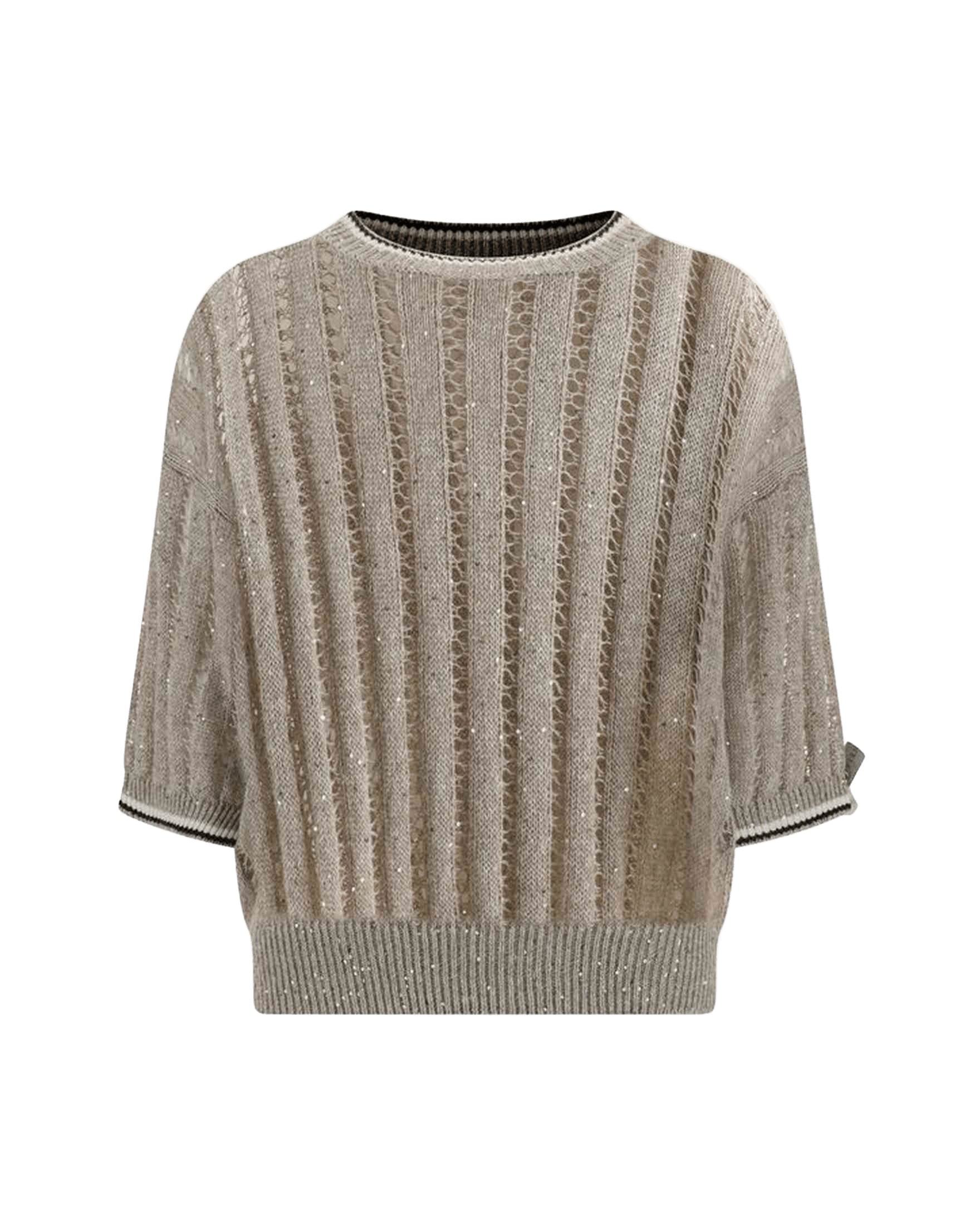Brunello Cucinelli Openwork Knit Pattern Sweater With Sequins Glam Steals
