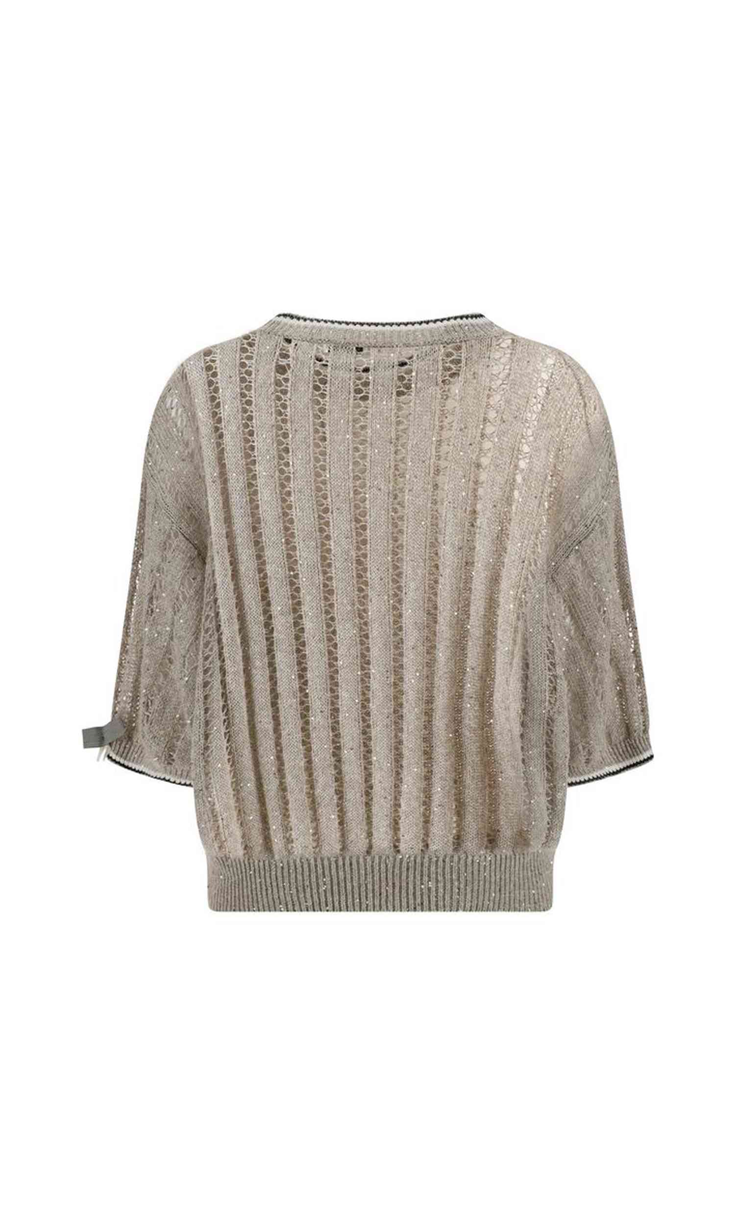 Brunello Cucinelli Openwork Knit Pattern Sweater With Sequins Glam Steals