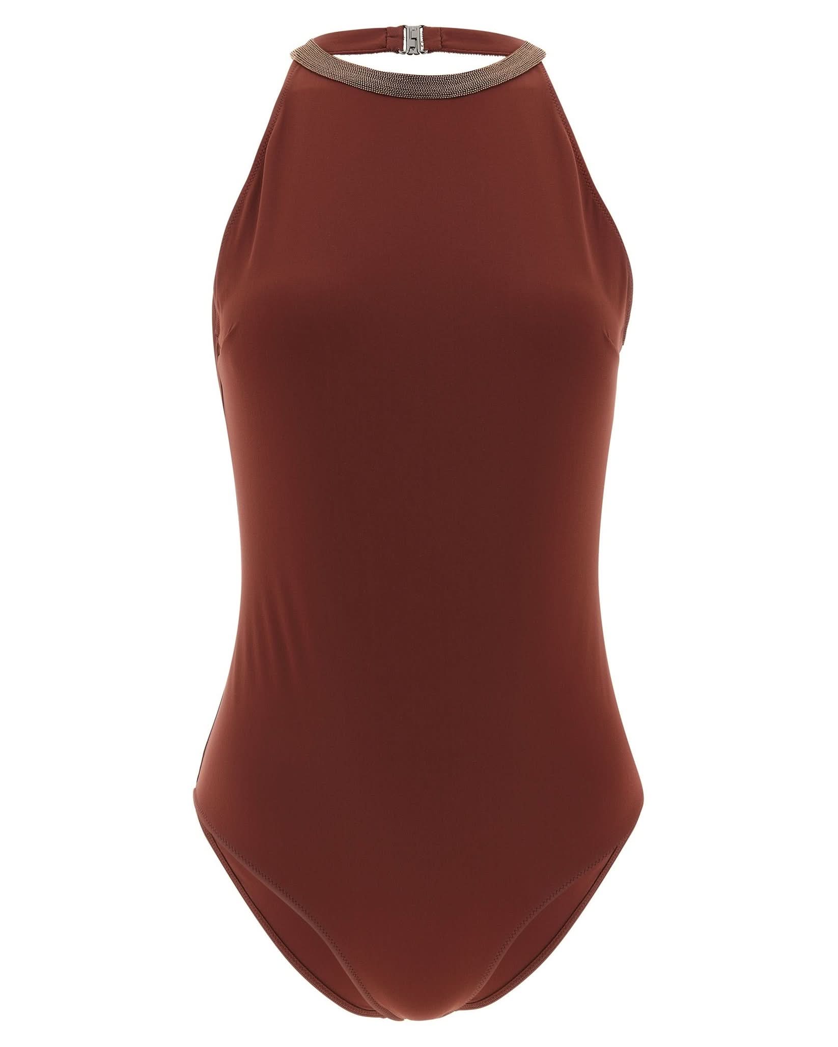 Brunello Cucinelli Precious Collar Swimsuit Glam Steals
