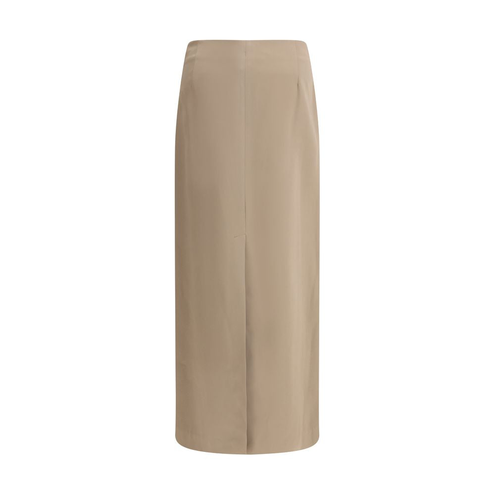 Brunello Cucinelli Satin Midi Skirt Glam Steals