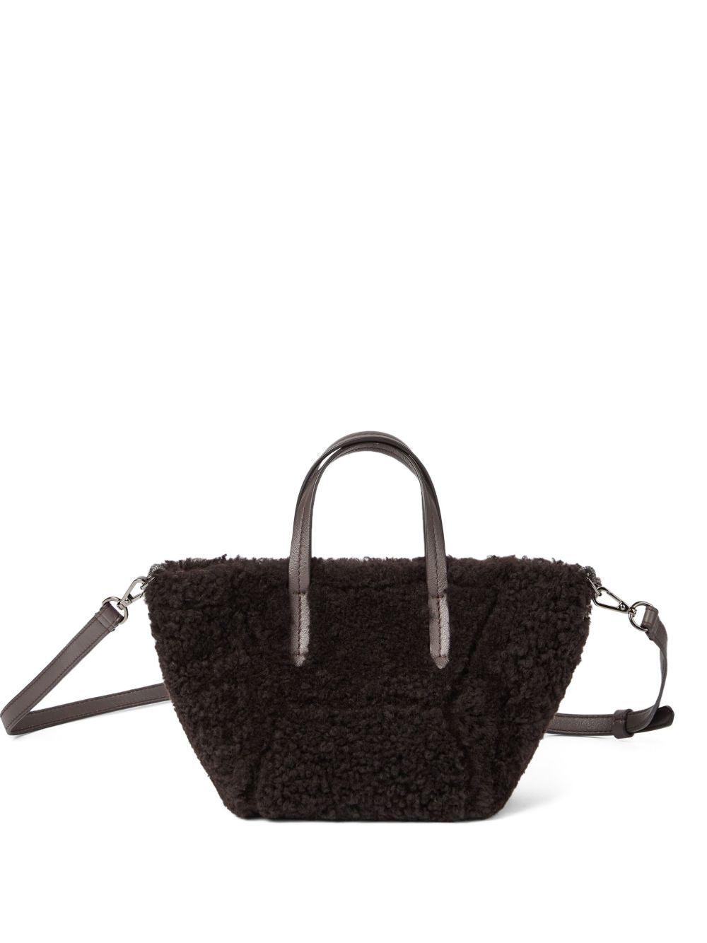 Brunello Cucinelli Shearling Bc Duo Mini Bag in Curly with Monili Glam Steals