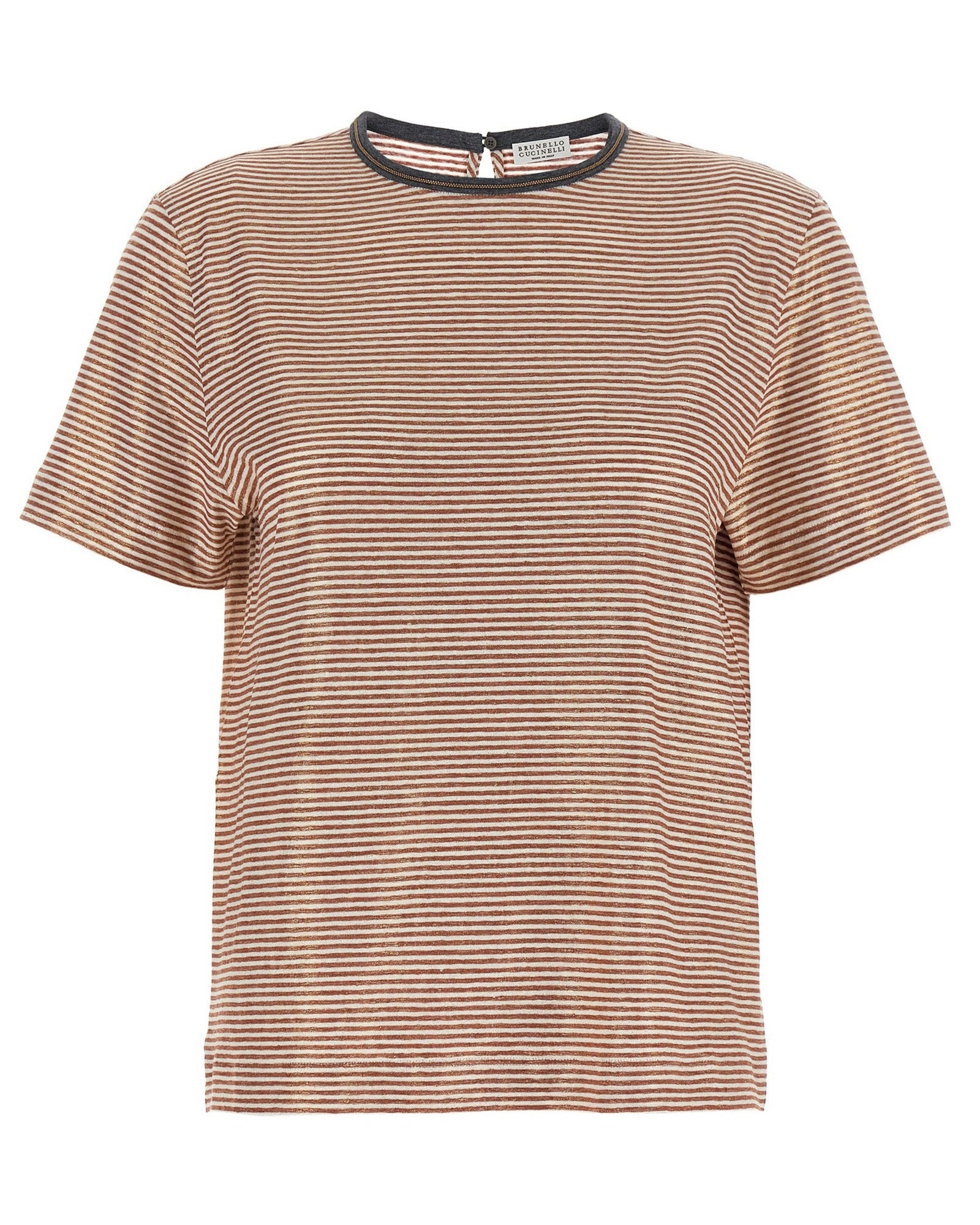 Brunello Cucinelli Shiny Collar Detail T-shirt Glam Steals