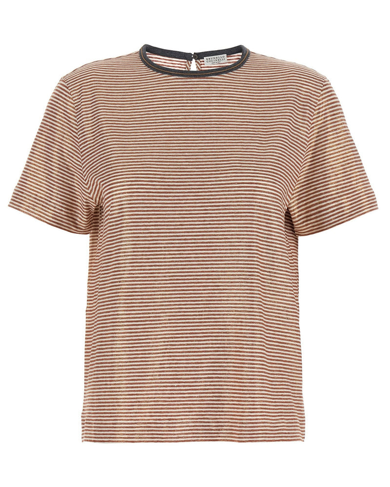 Brunello Cucinelli Shiny Collar Detail T-shirt Glam Steals
