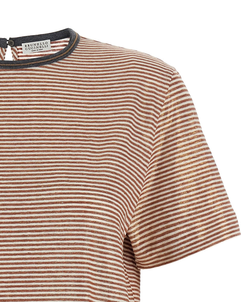 Brunello Cucinelli Shiny Collar Detail T-shirt Glam Steals