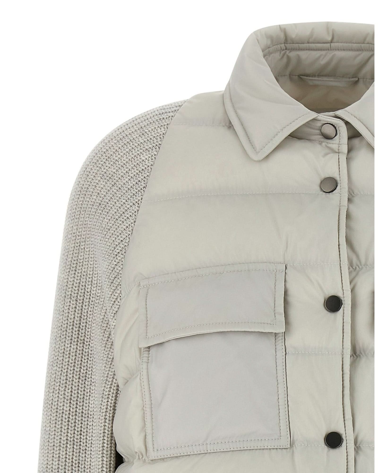 Brunello Cucinelli Shiny Flap Detail Down Jacket Glam Steals
