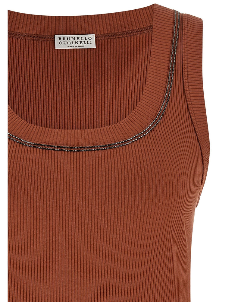 Brunello Cucinelli Shiny Trim Top Topwear