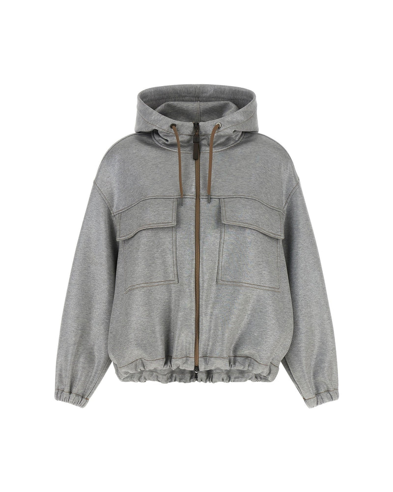 Brunello Cucinelli Shiny Zipper Pull Bomber Jacket Glam Steals