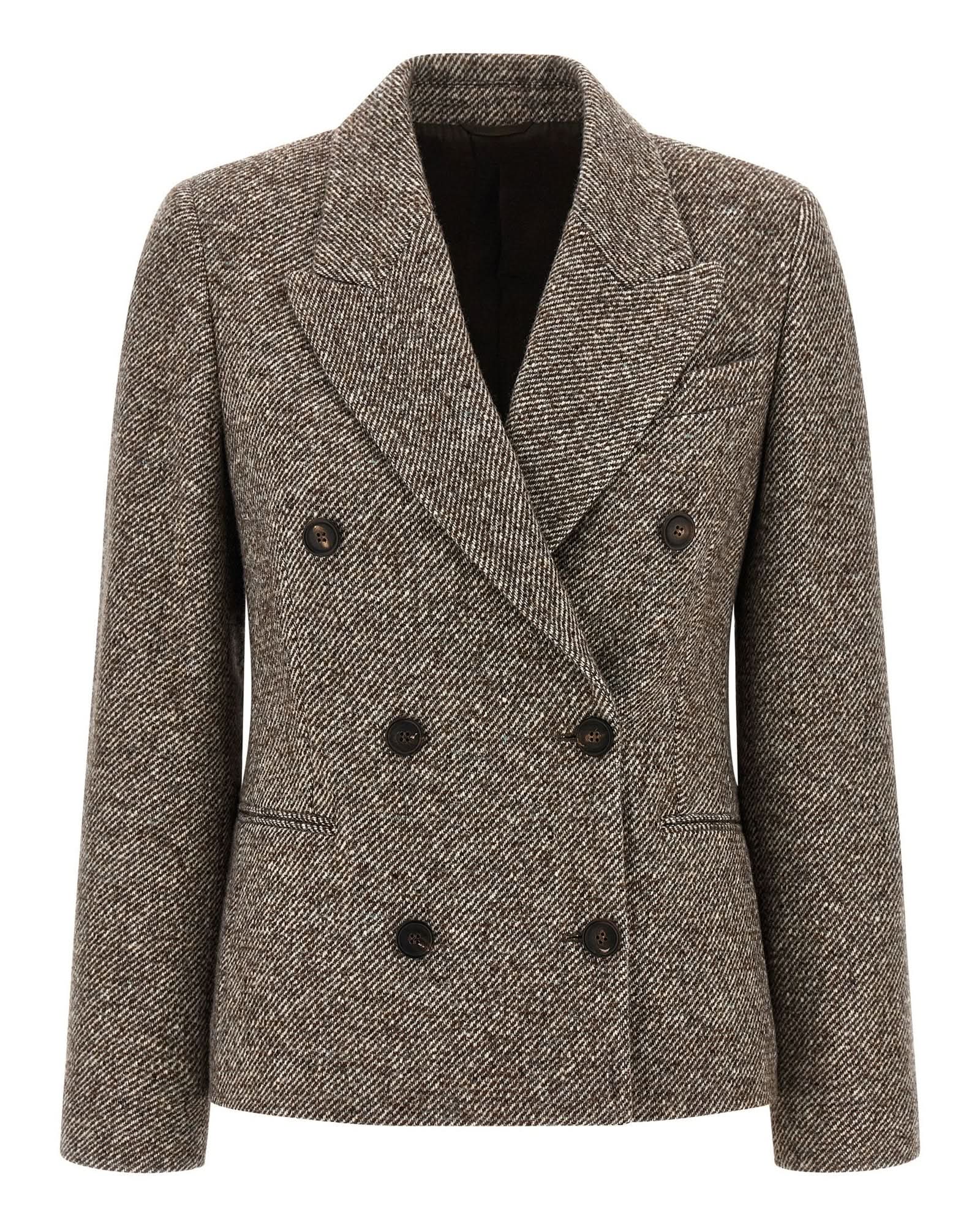 Brunello Cucinelli Silk Double Breasted Blend Blazer Glam Steals