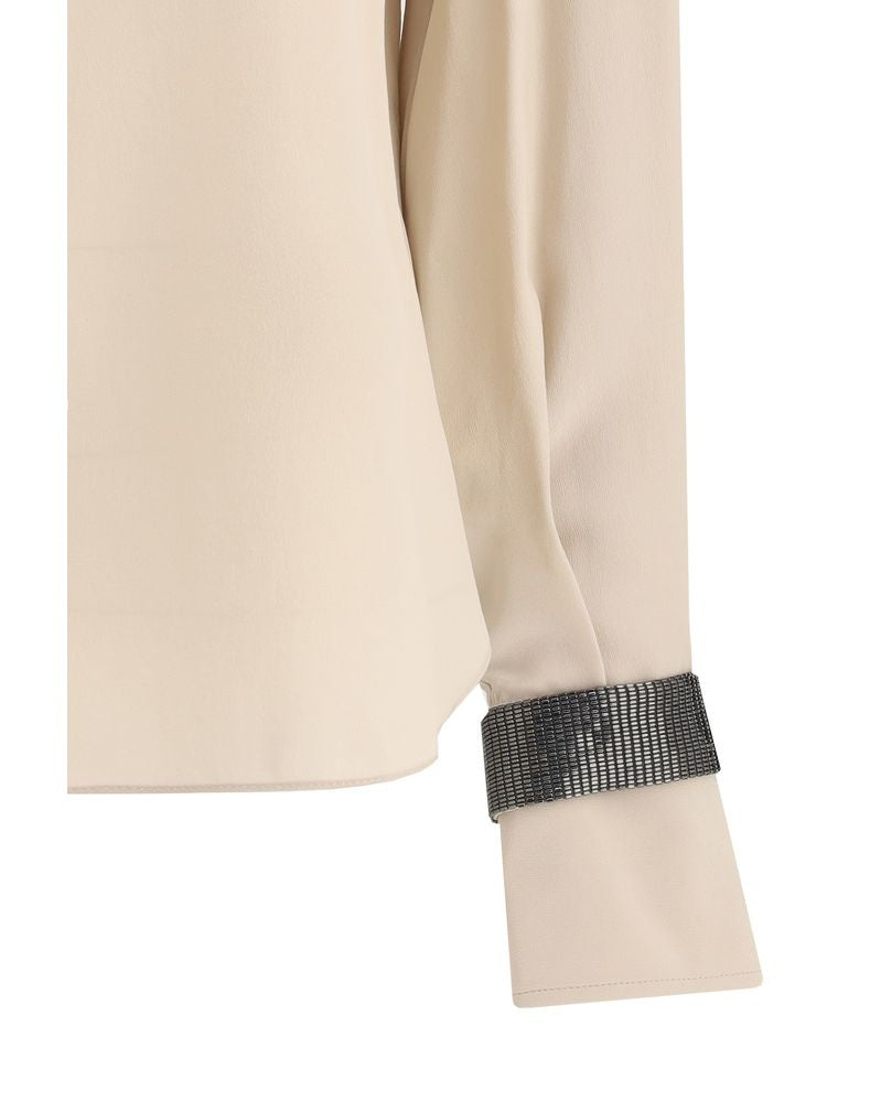 Brunello Cucinelli Silk Turtleneck Blouse with Precious Bracelets Glam Steals