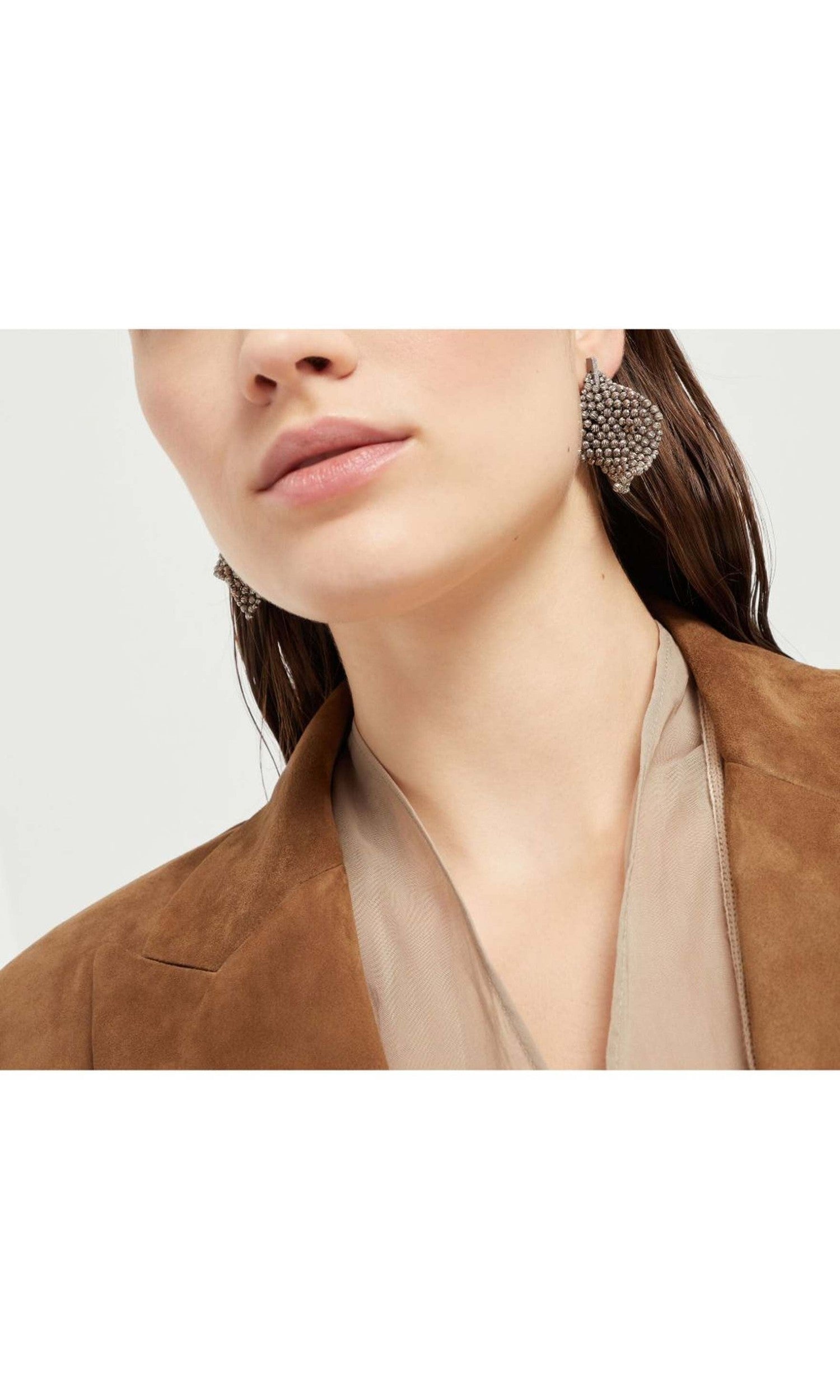 Brunello Cucinelli Silver Sculptured Earrings Glam Steals