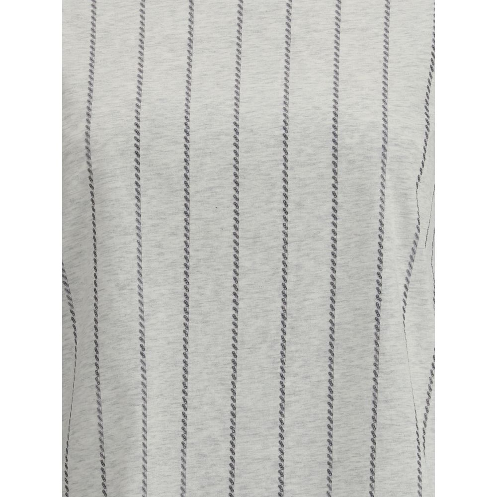 Brunello Cucinelli Striped T-shirt with Mini Sequins Glam Steals