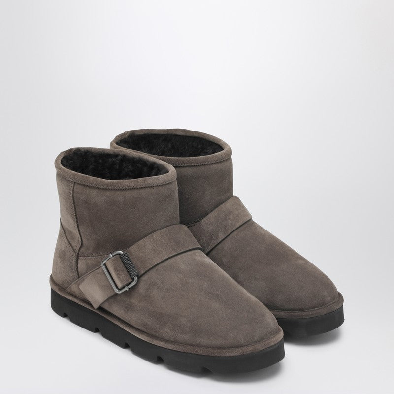Brunello Cucinelli Suede Boot in Dove Colored Glam Steals