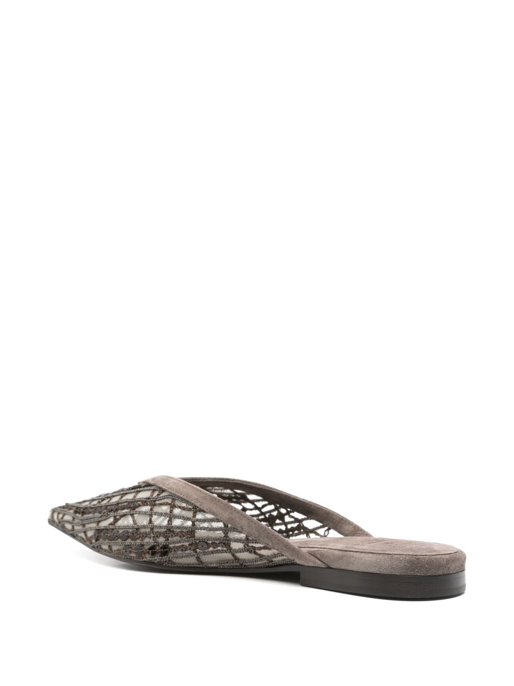 Brunello Cucinelli Suede Flats Glistening Abstract Embroidery Glam Steals