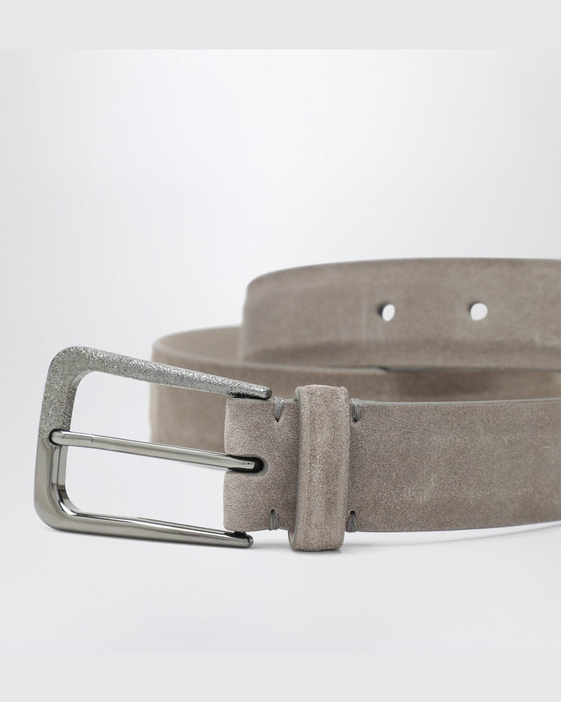 Brunello Cucinelli Suede Greige Leather Belt Glam Steals