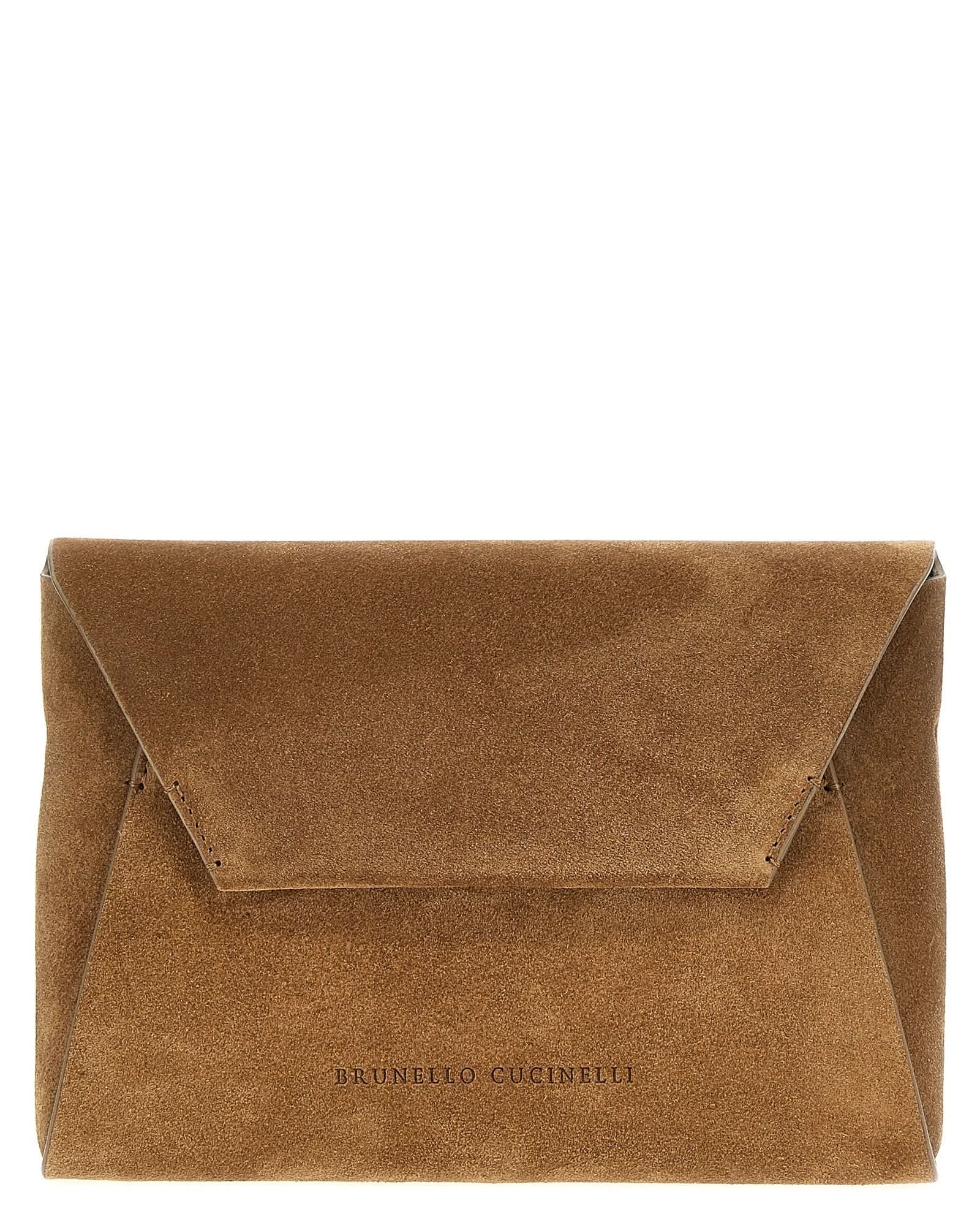 Brunello Cucinelli Suede Monile Clutch Bag Glam Steals