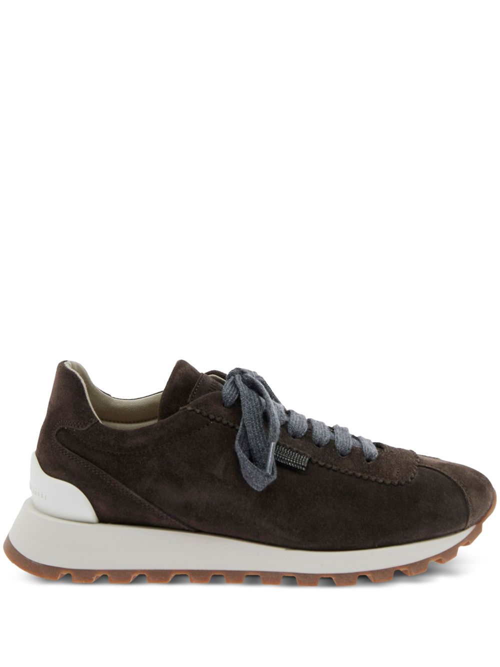 Brunello Cucinelli Suede Runners with Shiny Tab Glam Steals