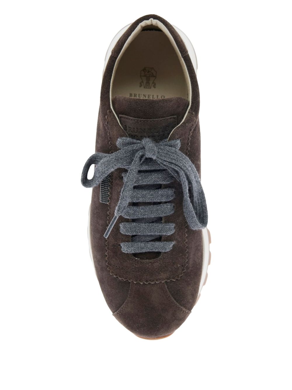 Brunello Cucinelli Suede Runners with Shiny Tab Glam Steals