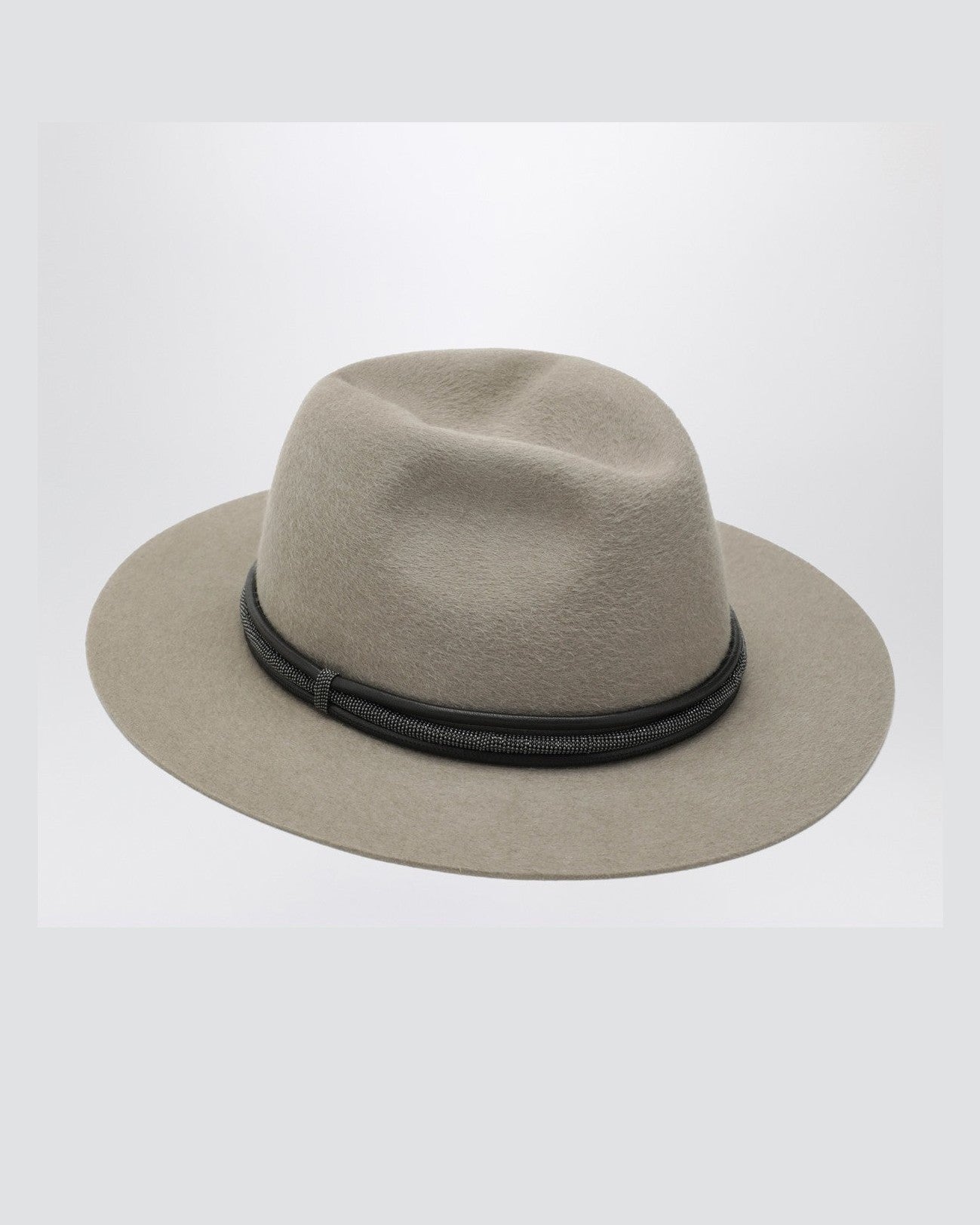 Brunello Cucinelli Taupe Leather Felt Fedora Glam Steals
