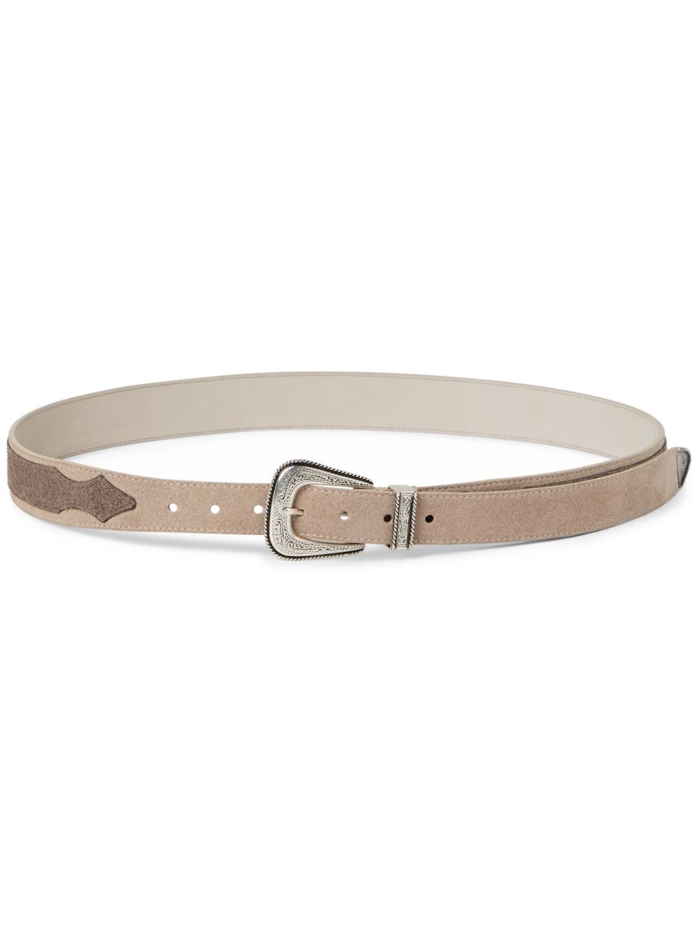 Brunello Cucinelli Two Tone Belt in Reversed Calfskin with Worked Buckle and Tip Glam Steals
