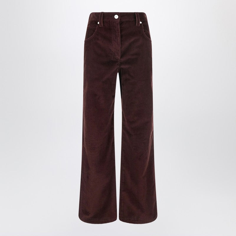 Brunello Cucinelli Velvet Wide Leg Bordeaux Trouser Glam Steals