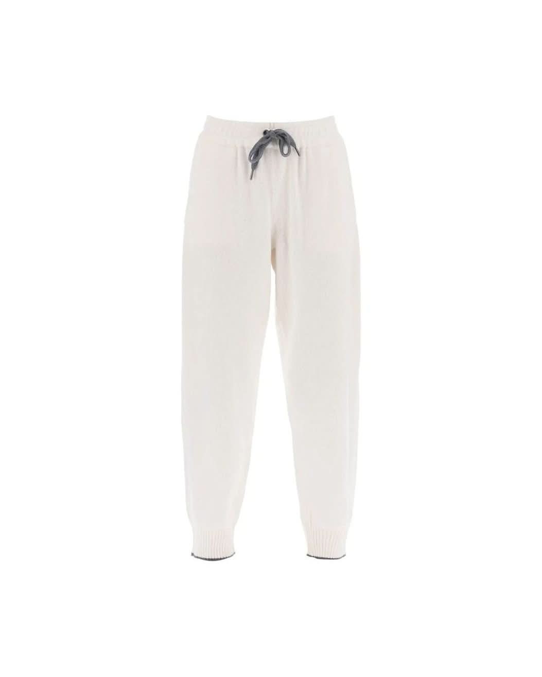 Brunello Cucinelli White Cashmere Athletic Pant
