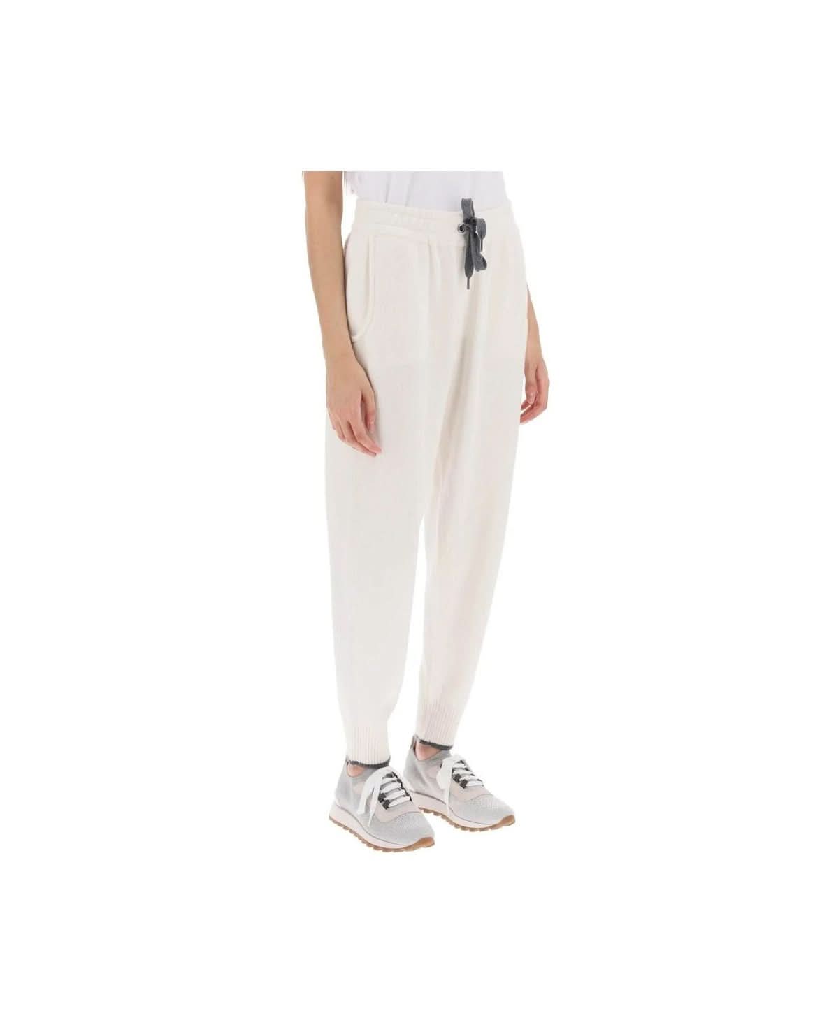Brunello Cucinelli White Cashmere Athletic Pant Pants