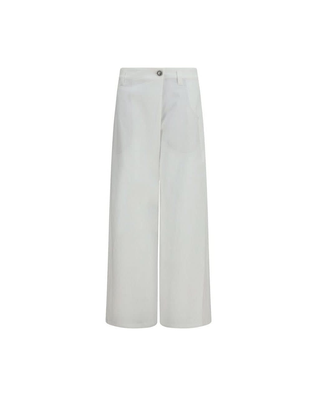 Brunello Cucinelli White Cotton Casual Pant Glam Steals