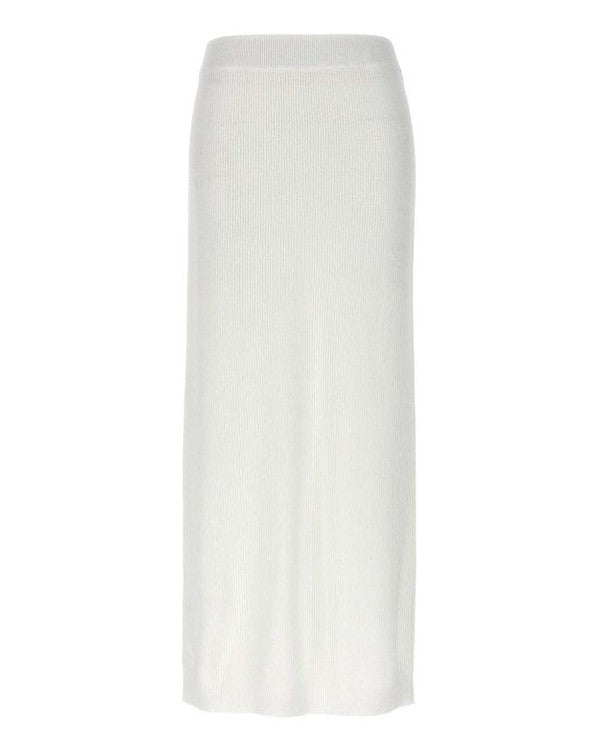 Brunello Cucinelli White Cotton Long Skirt Glam Steals